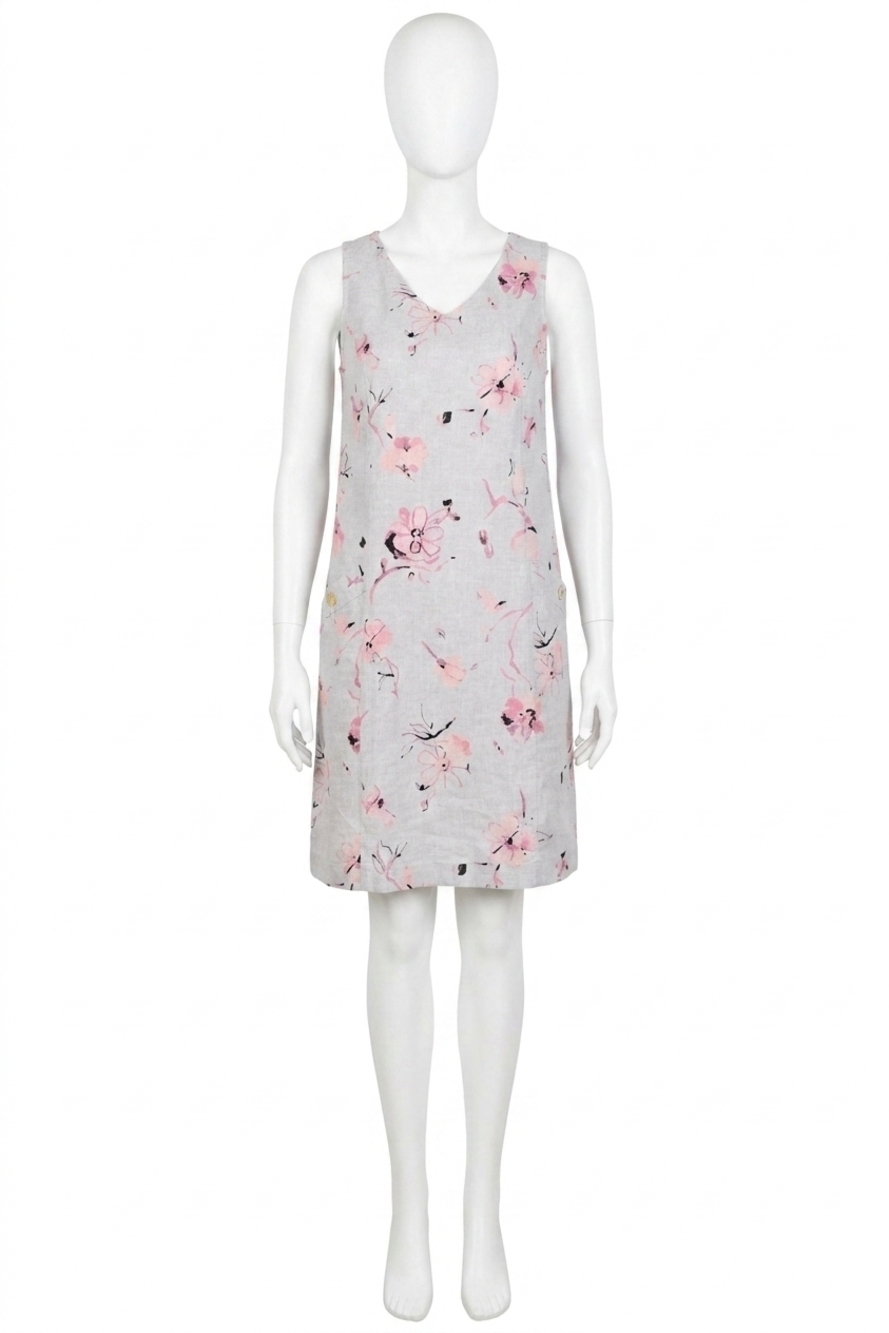 NEW HABITAT easy linen parisian floral pocket dress in melon